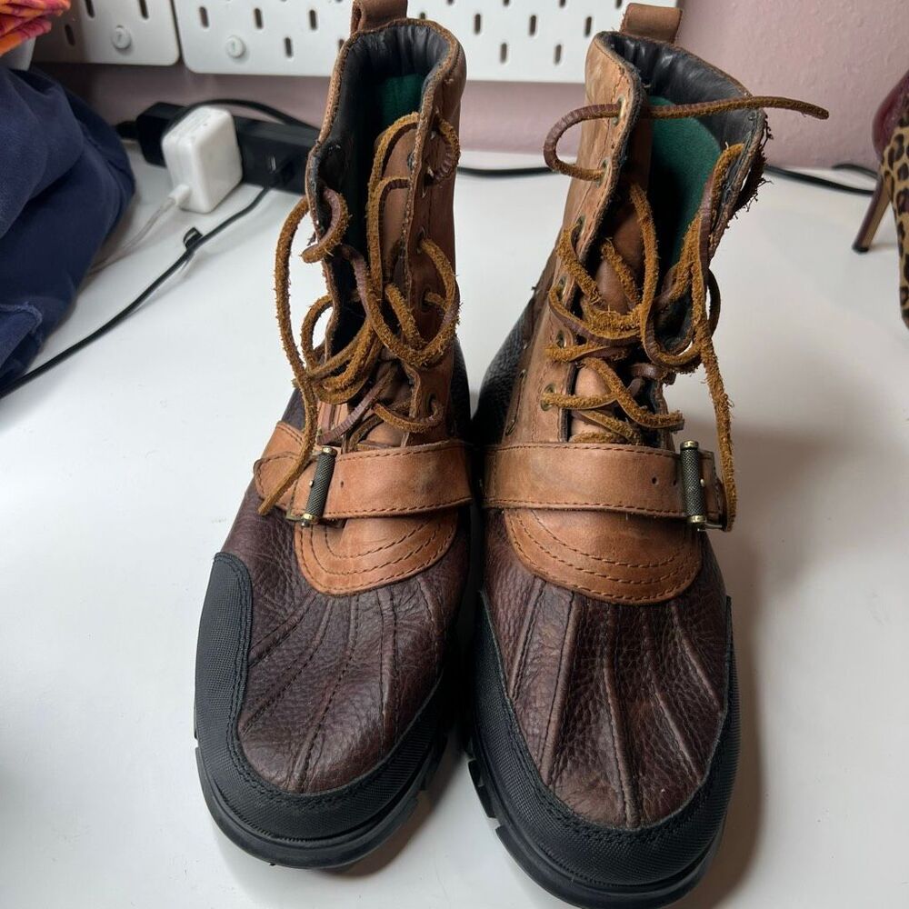 Polo Ralph Lauren Hamlin leather duck boots, distinguished by the small utility